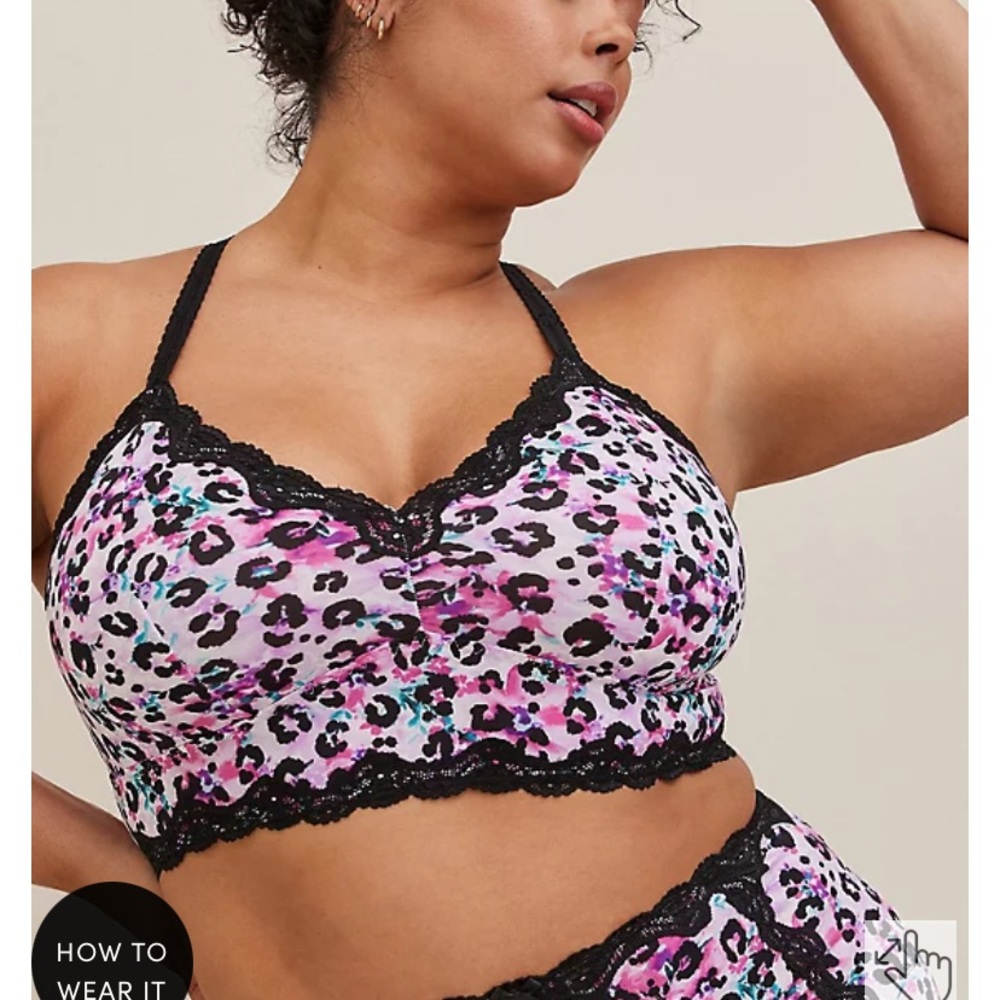 Lace-Trim Leopard Print Bralette Size 3
